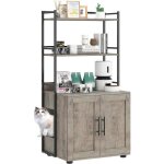 Meuble cache liti�re chat avec �tag�res � 2 niveaux armoire toilettes chat cach�e contr�le des odeurs ...