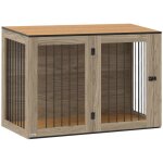 Meuble cage pour chien - 106x60x76 cm - ch�ne - bois robuste - portes verrouillables