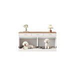 Meuble cage pour chien - rolipo - 164x60x81 cm - 2 en 1 (niche + rangement) - s�paration amovible - 3 ...