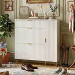 Meuble � chaussures 110cm - 2 clapets + 1 porte - grande capacit� - design moderne avec pieds dor�s - ...