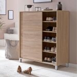 Meuble � chaussures 2 portes coulissantes 100x375x108 cm naturel