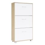 Meuble à chaussures 3 abattants 115x60x24cm armoire de rangement 18 paires Étagère couloir entrée chêne ... Meuble à chaussures 3 abattants 115x60x24cm armoire de rangement 18 paires Étagère couloir entrée chêne ...