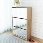 Meuble à chaussures - hen - miroir - 3 étagères - chêne - 63 x 17 x 1025 cm Meuble à chaussures - hen - miroir - 3 étagères - chêne - 63 x 17 x 1025 cm