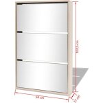 Meuble � chaussures 3 �tag�res miroir 63 x 17 x 1025 cm ch�ne - style contemporain - jil