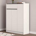 Meuble  chaussures 3 portes 1 tiroir 90x35x117 cm blanc - lulli