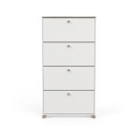 Calicosy - meuble  chaussures 4 abattants dcor chne kronberg et blanc - l808 cm - bois clair