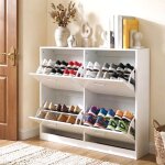Meuble � chaussures 4 portes battantes s�parateur r�glable pour 16 � 28 paires de chaussures 24 x 1055 ...