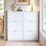 Meuble � chaussures 6 abattants 120x23x118 cm 30 paires avec �tag�res r�glables en mdf et panneaux de ...