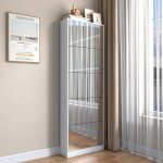 Meuble � chaussures 63x19. 6x185 cm avec 5 portes � miroir rabattables mdf blanc