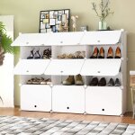 Meuble � chaussures - alightup - cubes de rangement diy - 15 cubes - 120 x 30 x 90 cm - blanc