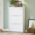 Meuble � chaussures - ambiance - 76x23x118 cm - 3 abattants avec �tag�res r�glables - rangement entr�e ...