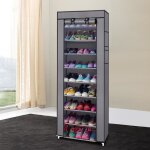 Meuble à chaussures armoire etagères à chaussures 10 étagères 58 x 29 x 160cm gris Meuble à chaussures armoire etagères à chaussures 10 étagères 58 x 29 x 160cm gris