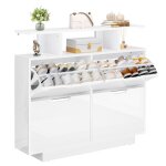 Meuble � chaussures balconera pour 24 paires avec 4 tiroirs rabattables blanc 120 cm (l) x 24 cm (p) ...