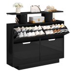 Meuble � chaussures balconera pour 24 paires avec 4 tiroirs rabattables noir 120 cm (l) x 24 cm (p) x ...