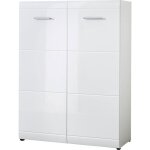 Meuble � chaussures blanc - suteo - fa�ades brillantes - 90x120x36 cm - 24 paires de chaussures - mdf ...