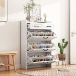 Meuble � chaussures en bois 80x23. 5x131 cm armoire � chaussures avec 3 portes 2 tiroirs de rangement ...