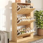 Meuble � chaussures en bois minimaliste moderne �tag�res ouvertes armoire � chaussures � 3 portes pour ...