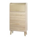 Meuble � chaussures ch�ne vintage - rideau ch�ne - l 75. 2 x l 30. 6 x h 143. 1 cm