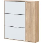 Meuble à chaussure - class - 3 tiroirs abattants et 1 porte - chêne canadien et blanc - 106x115x22cm Meuble à chaussure - class - 3 tiroirs abattants et 1 porte - chêne canadien et blanc - 106x115x22cm