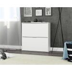 Meuble  chaussures  deux portes avec abattant - dmora - blanc - contemporain - design
