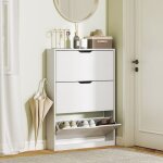 Meuble � chaussures - dreammespace - 80x17x108cm - 3 tiroirs - blanc - design contemporain