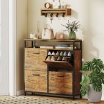 Meuble � chaussures - dreammespace - 98x24x95cm - 4 tiroirs - �tag�re ouverte - design industriel