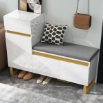 Meuble � chaussures d?entr�e moderne - avec tiroir et portes - banc avec coussin moelleux - mdf - 120 ...