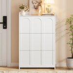 Meuble � chaussures �tag�re 6 compartiments mdf blanc 70x25x120 cm rangement haut pour entr�e hall salon ...