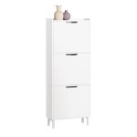 Meuble à chaussures fsr151 - h - w sobuy - 3 abattants ? blanc - 50x19x129 Meuble à chaussures fsr151 - h - w sobuy - 3 abattants ? blanc - 50x19x129