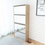 Meuble  chaussures chez jm - range - chaussures 4 tagres avec miroir - chne - elgance - chic