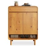 Meuble � chaussures juan en bois massif coloris ch�ne 2 portes 1 tiroir rangement armoire � chaussures ...