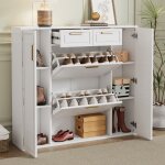 Meuble � chaussures - langtu - 120 cm - 2 portes - 2 tiroirs - 10 - 15 paires