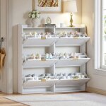 Meuble � chaussures - langtu - n657p363450w - 6 abattants - 30 paires - blanc 120x23x118 cm