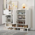 Meuble � chaussures moderne 120�x�99�x�35�cm grand de rangement 4 portes et 1 tiroir avec une �tag�re ...