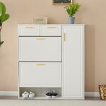 Meuble � chaussures moderne avec 2 tiroirs �tag�res r�glables et compartiment rabattable - rangement ...