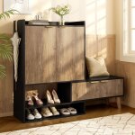 Meuble � chaussures - modernluxe - 80x35x113 cm - chaise pivotante - 4 portes - 4 �tag�res ferm�es - ...