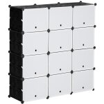 Meuble à chaussures modulable homcom - 12 casiers avec portes et étagères - noir Meuble à chaussures modulable homcom - 12 casiers avec portes et étagères - noir