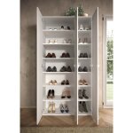 Meuble � chaussures pertiche dmora en bois blanc laqu� 95x35x186h cm