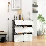 Meuble à chaussures en plastique 5 niveaux Étagères à chaussures organiseur de rangement avec portes ... Meuble à chaussures en plastique 5 niveaux Étagères à chaussures organiseur de rangement avec portes ...