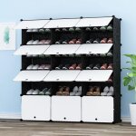 Meuble à chaussures en plastique 7 niveaux Étagères à chaussures organiseur de rangement avec portes ... Meuble à chaussures en plastique 7 niveaux Étagères à chaussures organiseur de rangement avec portes ...