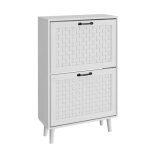 Meuble � chaussures rotin blanc - tiroirs faits main pieds bois massif rangement �tal� pour entr�e �troite ...