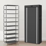 Meuble � chaussures rtesgeo - 10 niveaux - avec �tag�re range chaussures et housse noire