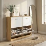 Meuble � chaussures avec s�parateurs r�glables � 4 portes pour entr�e capacit� 16 - 28 paires couleur ...