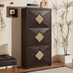 Meuble � chaussures vintage en rotin 3 abattants porte - chaussures vintage brun fonc� 54x25x115 cm meubles ...