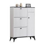 Meuble  chaussures - ekesor - moderne - 3 abattants - 1 tiroir - blanc