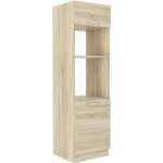 Meuble colonne four 2 portes battantes - dcor chne sonoma - l 60 x p 57 x h 210 cm - lassen