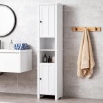 Meuble colonne salle de bain 170cm blanc ? armoire haute avec �tag�res et 2 portes rangement gain de ...