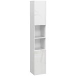 Meuble colonne salle de bain 2 portes tagres 2 niches faade blanc laqu