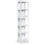 Meuble colonne salle de bain � 5 niveaux meuble de rangement en bois avec 3 �tag�res ouvertes et 2 tiroirs ...