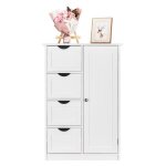 Meuble colonne de salle de bain 55 x 30 x 81cmavec 1 portes - 2 tagreset 4 tiroirs - blanc